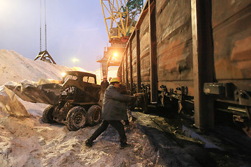 Image showing Workers at port