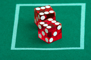 Image showing pair of dice on casino felt