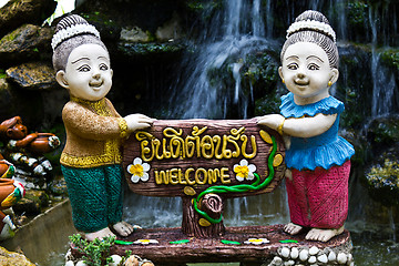 Image showing Thai woman holds the sign You're welcome 