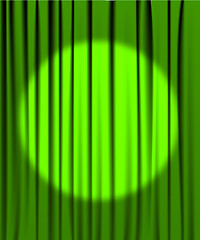 Image showing Green curtain with a spotlight