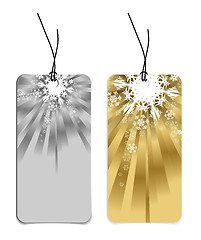 Image showing Christmas tags with snowflakes