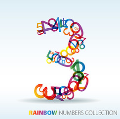 Image showing Number three made from colorful numbers
