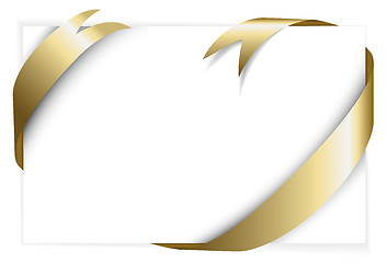Image showing Golden ribbon around white paper