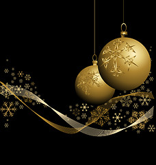 Image showing Golden Christmas baubles with snowflakes