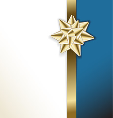 Image showing Card with golden bow on a ribbon