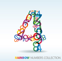 Image showing Number four made from colorful numbers