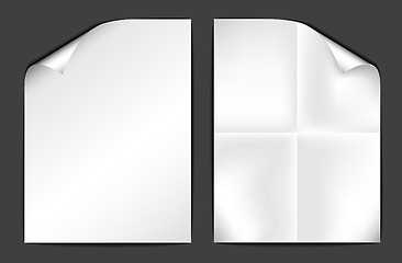 Image showing Two sheets of white paper on dark background