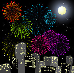 Image showing Fireworks in the centre of the city