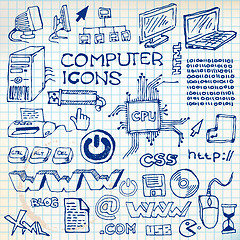 Image showing Set of hand-drawn computer icons