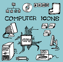 Image showing Set of hand-drawn computer icons