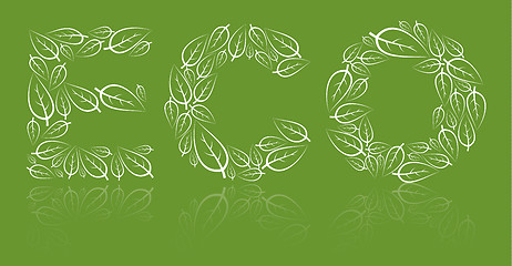 Image showing Eco lettering made from white leafs