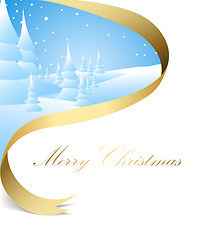 Image showing Christmas card with snowy landscape