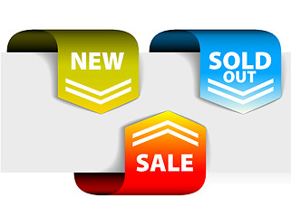 Image showing Arrows pointing at the new, sold out and discount item