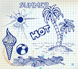 Image showing Summer doodle elements