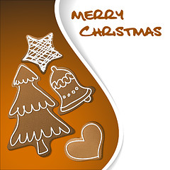 Image showing Christmas card - gingerbreads with white icing