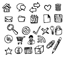 Image showing Set of doodle computer icons