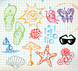 Image showing Summer doodle elements