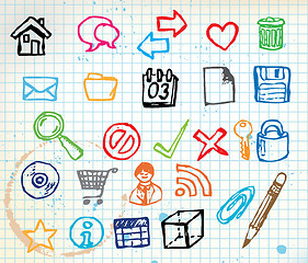 Image showing Set of colorful doodle computer icons