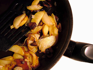 Image showing Potato fried with mushrooms and an onions