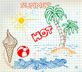 Image showing Summer doodle elements