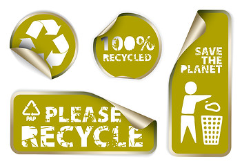 Image showing labels badges and stickers with recycle icons