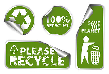 Image showing Set of green recycle labels
