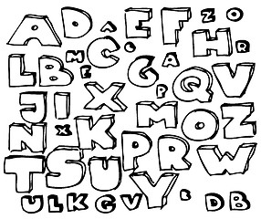 Image showing Hand drawn doodle alphabet