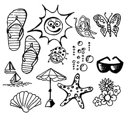 Image showing Summer doodle elements