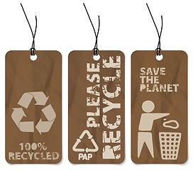 Image showing Set of three recycling grunge tags