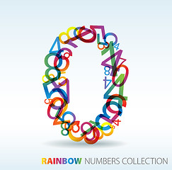 Image showing Number zero made from colorful numbers