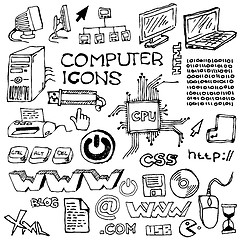 Image showing Set of hand-drawn computer icons