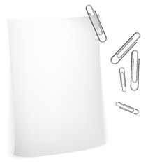 Image showing White paper with paperclips