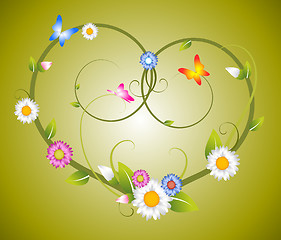 Image showing Spring floral heart made from flowers