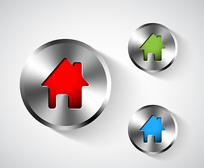 Image showing Home metallic round icon