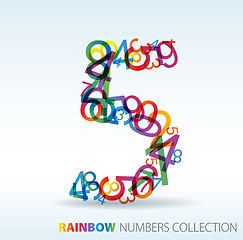 Image showing Number five made from colorful numbers