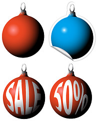 Image showing Christmas bulbs as a sale tags