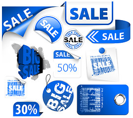 Image showing Set of blue discount elements