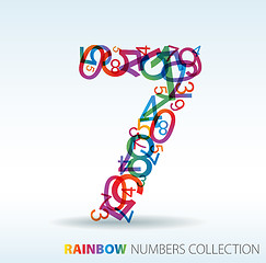 Image showing Number seven made from colorful numbers