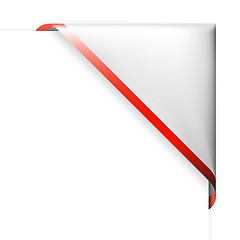 Image showing White corner ribbon with red border