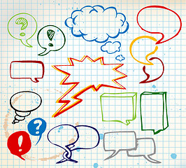 Image showing Set of colorful doodle speech bubbles