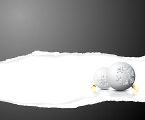 Image showing Christmas card - black and white bulbs