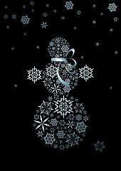 Image showing snowman made from silver snowflakes