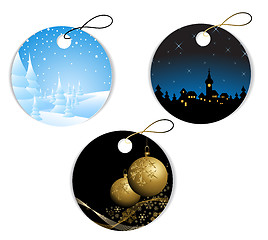 Image showing Round Christmas and winter tags