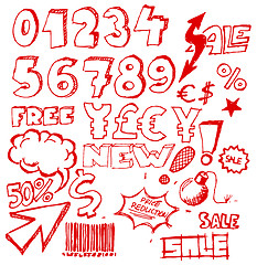 Image showing Set of doodle eshop / advert elements