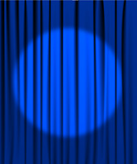 Image showing Blue curtain with a spotlight