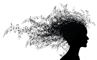 Image showing Musical woman portrait silhouette