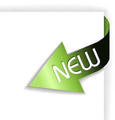 Image showing New green corner ribbon - arrow