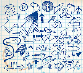 Image showing Big set of various doodle arrows