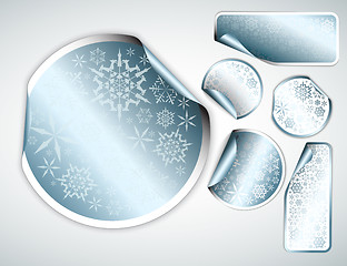Image showing White Christmas labels and stickers with chrome border