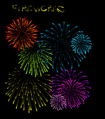 Image showing Set of fireworks illustrations